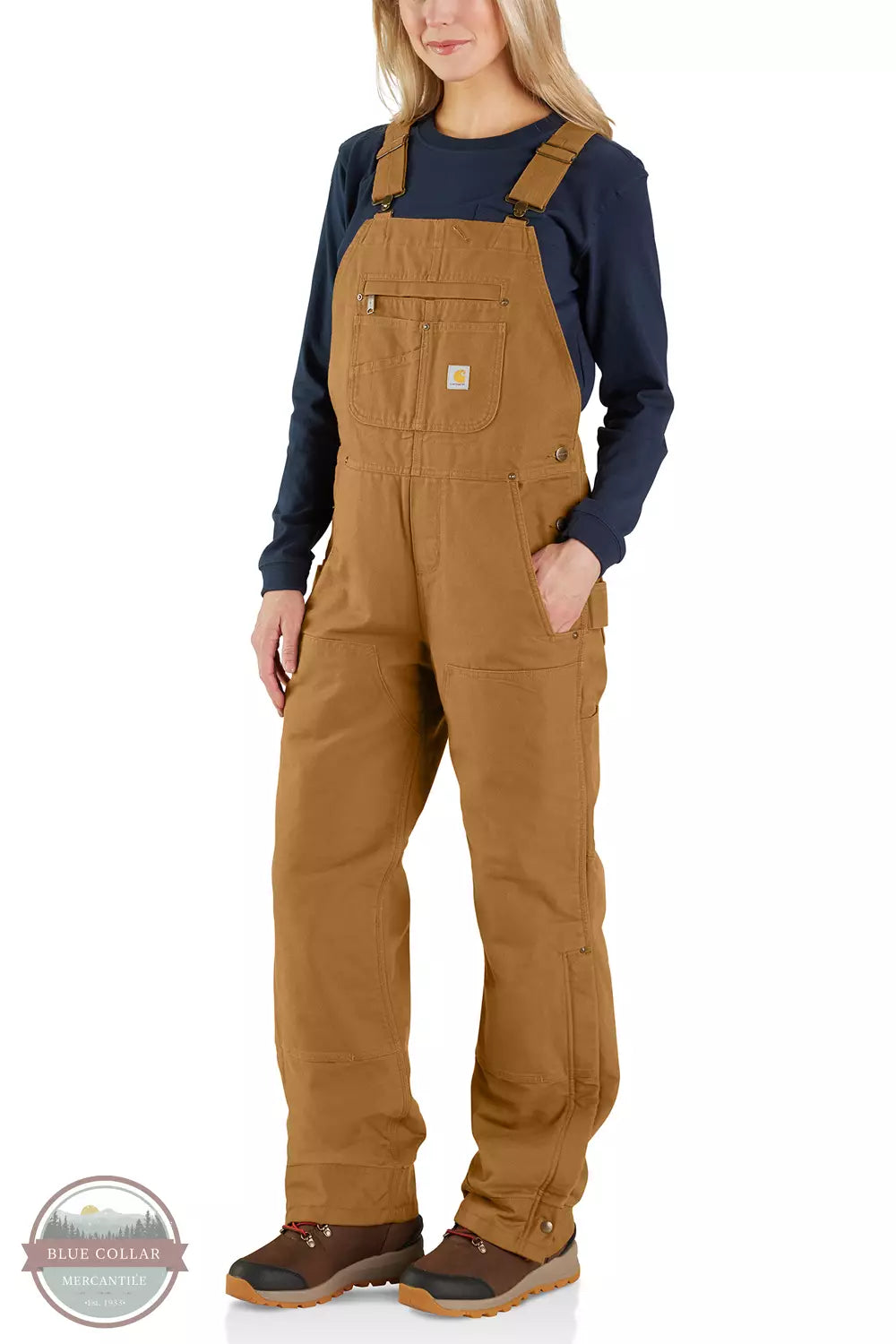 Relaxed Fit Washed Duck Insulated Bib Overalls 104049-BRN