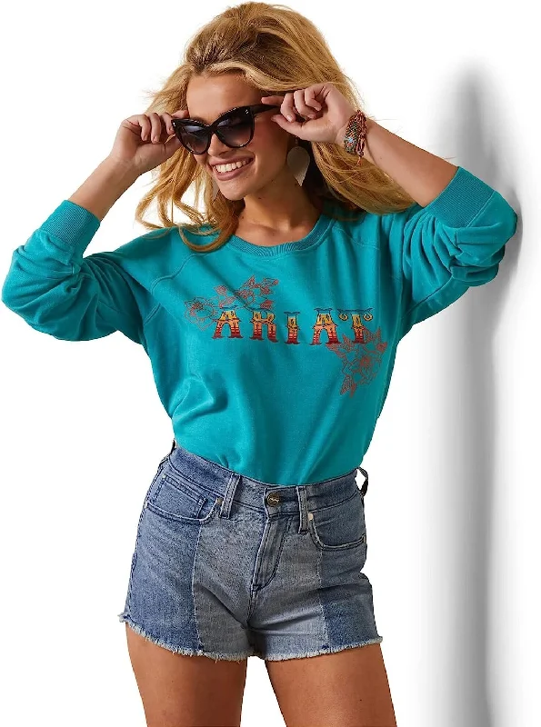 Ariat Women's Real Rose Sweatshirt, Viridian Green