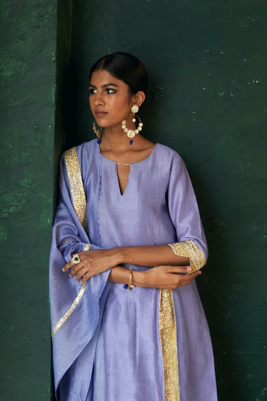 Midas Lavender Chanderi Kurta - Set of 3