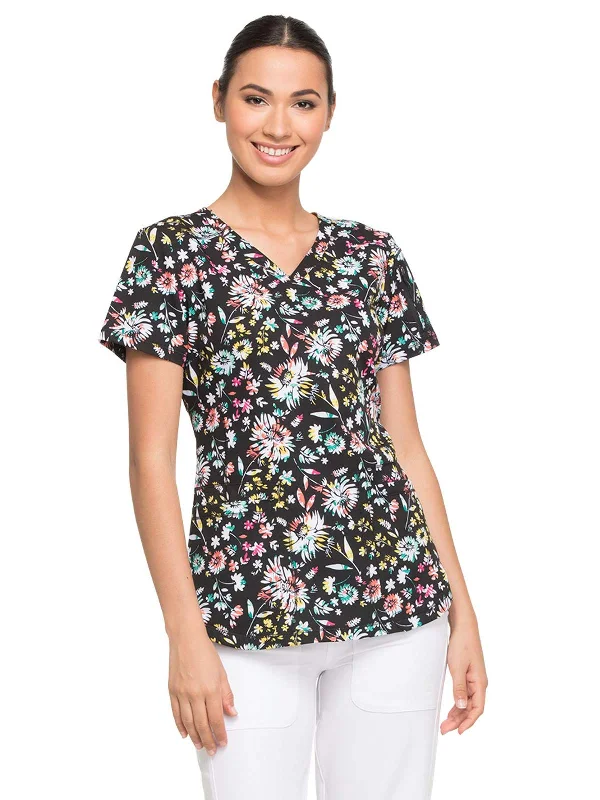 Dickies Dynamix DK731 Women's V-Neck Top,Blossom Burst,Medium