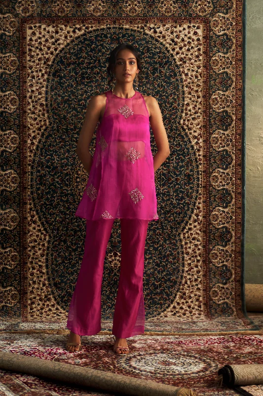 Rani Pink Embroidered Aline Co-Ord Set