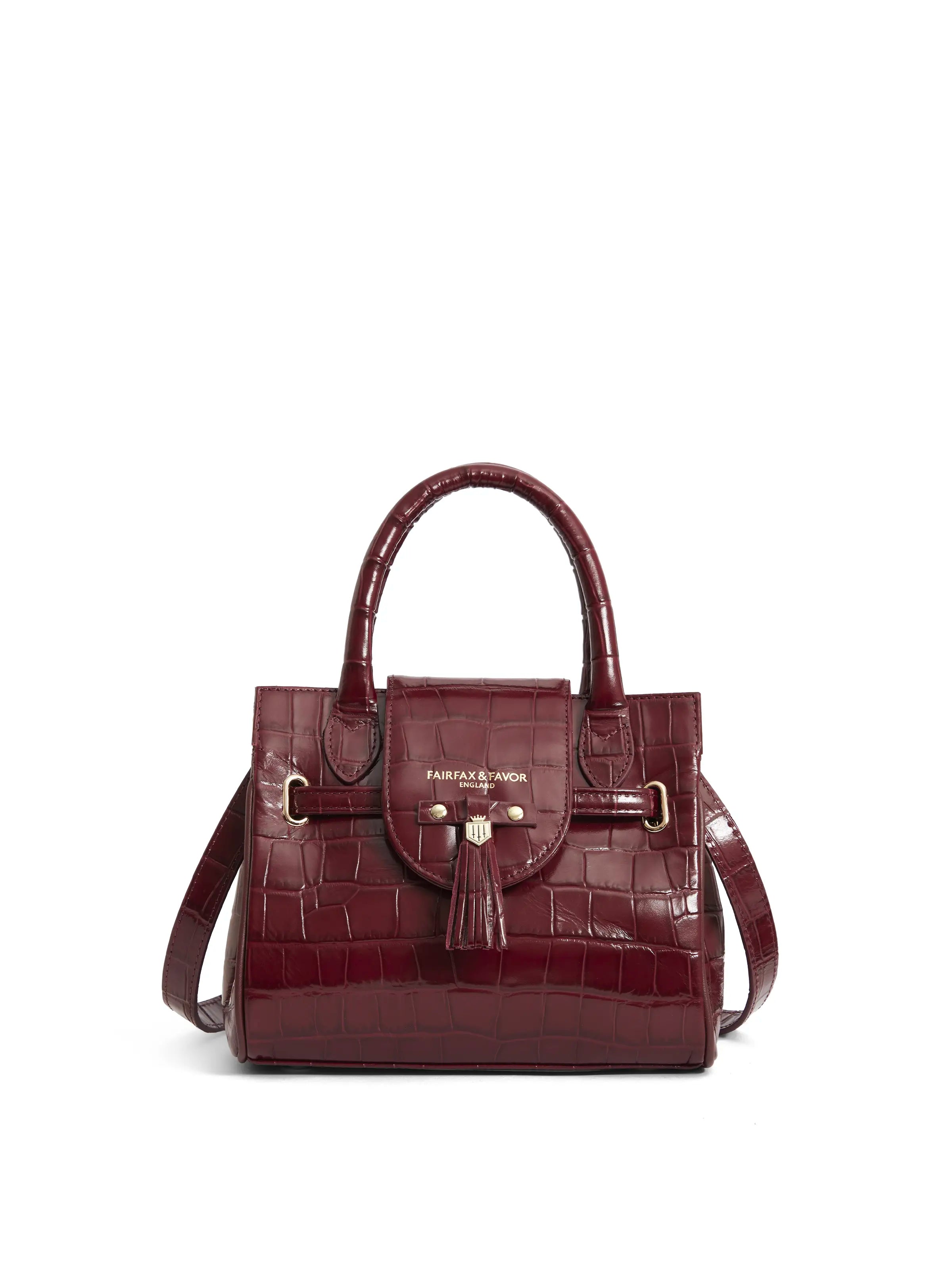 Mini Windsor Handbag - Ruby Croc Print Leather (Limited Edition)