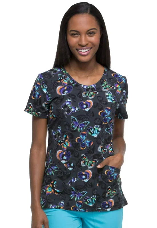 Dickies V-Neck Scrub Top, XS, Patchwork of Art