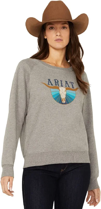 Ariat Women's R.E.A.L. Pacific Steerhead Sweatshirt, Heather Grey