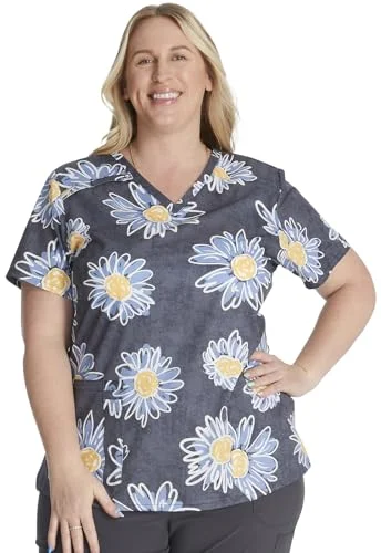 Dickies EDS Women Scrubs Top V-Neck Print DK616