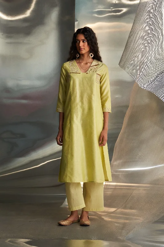 miSr Butter Yellow Straight Kurta Set