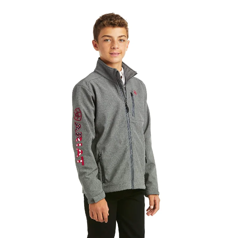 Ariat Kids' Logo 2.0 Softshell Jacket, Charcoal/Americana