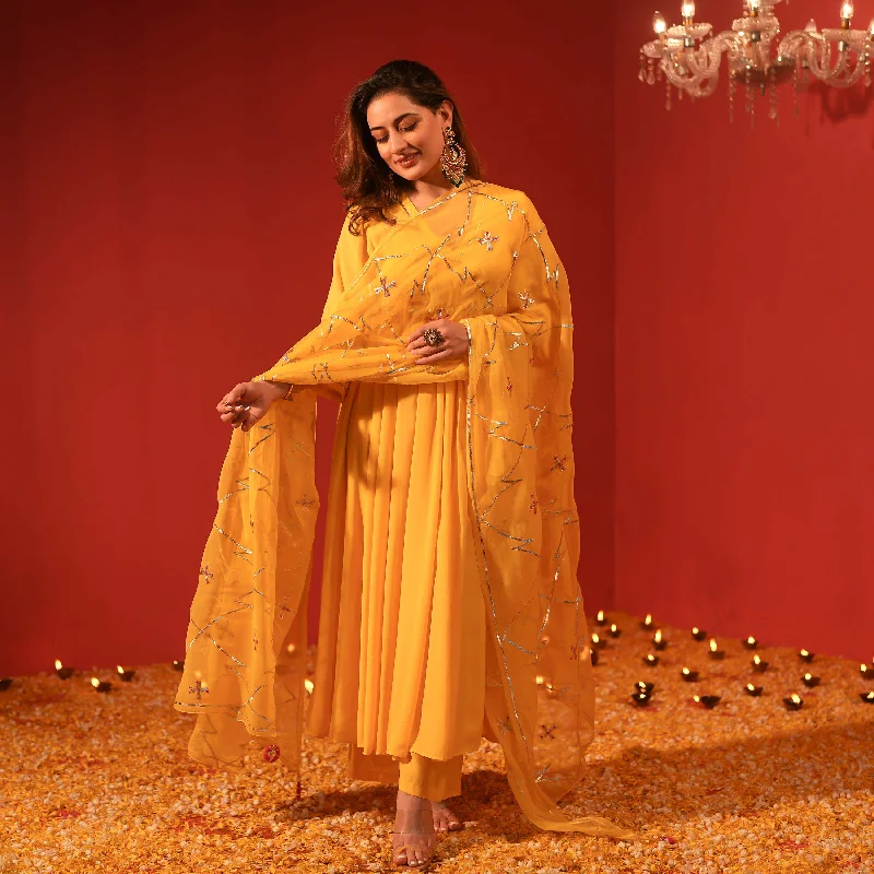 Bunaai Mango Yellow Muslin Suit Set