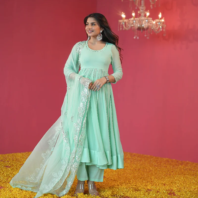 Bunaai Mint Green Georgette Suit Set