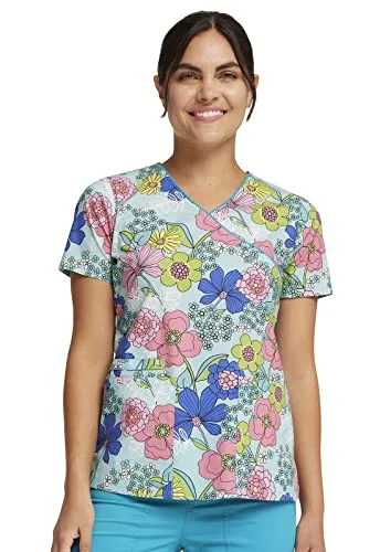 Cherokee Prints Women Scrubs Top Mock Wrap CK614