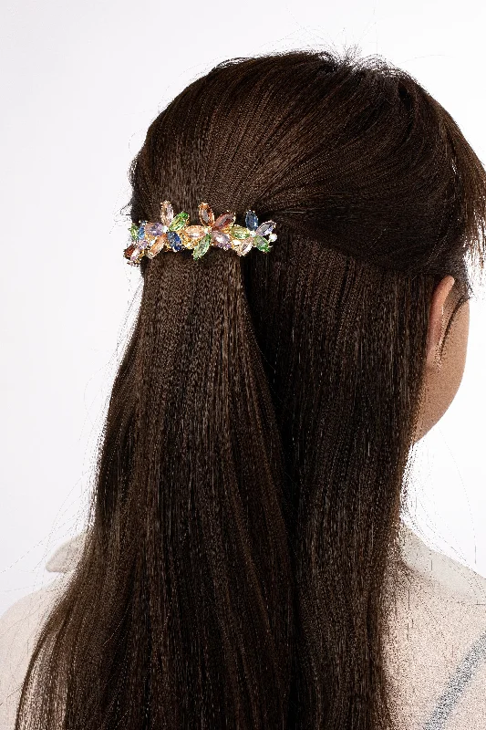 Gemstone Flower French Barrette