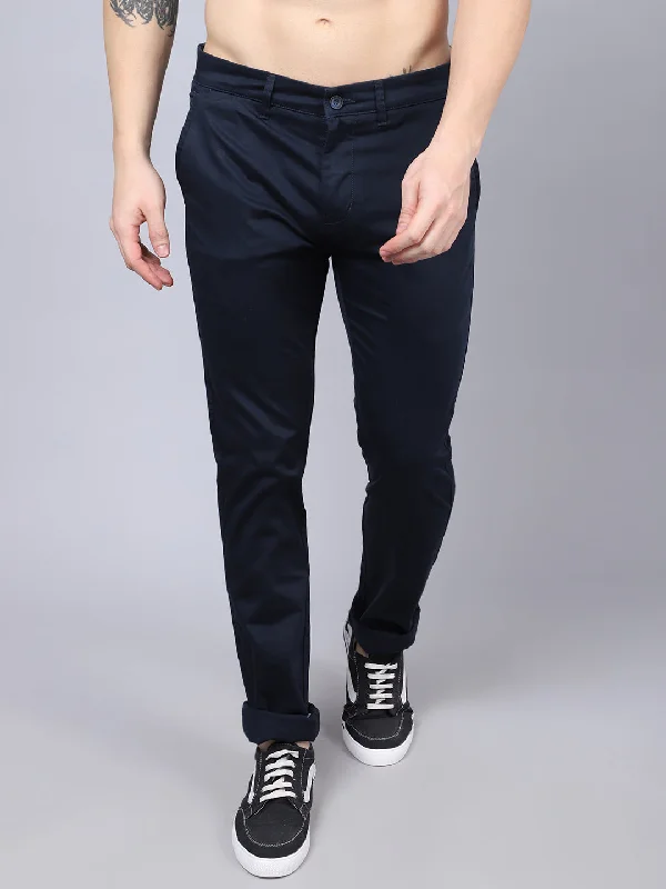 Men's Formal Flat front Navy Blue  Trousers