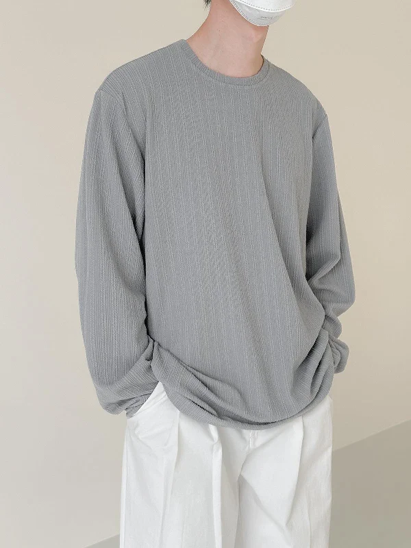 Round Neck Pleated Long Sleeve Shirt