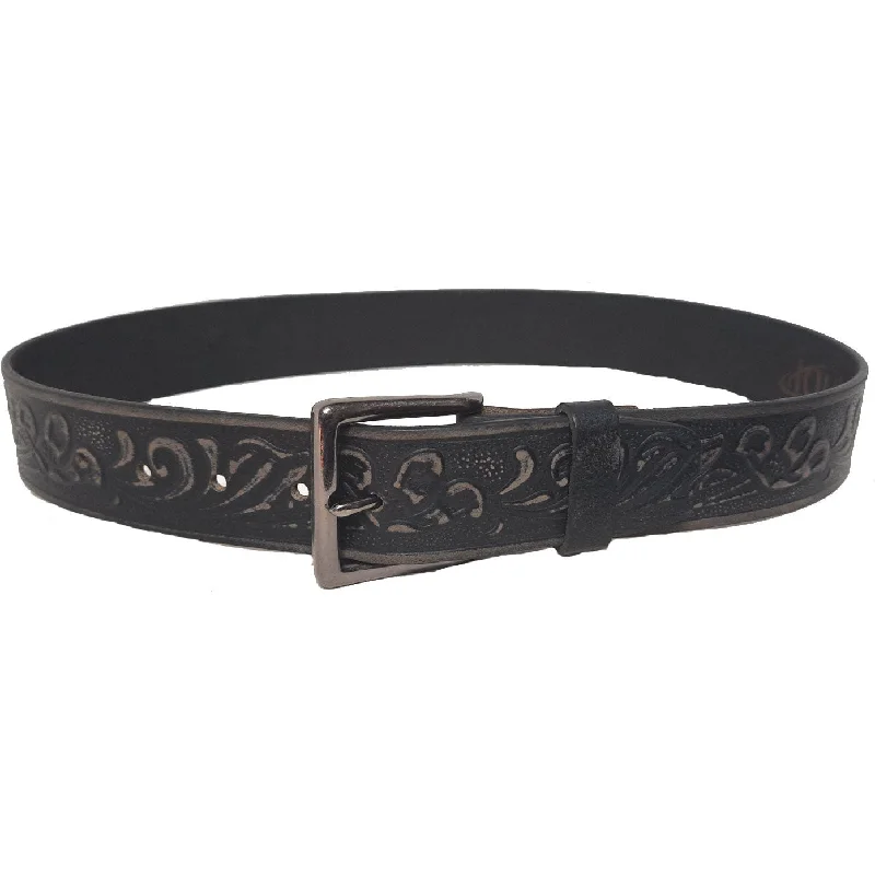 Men's Genuine Leather Flower Embossed Belt