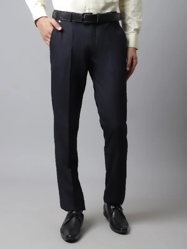 Men's Formal Flat front Navy Blue  Trousers