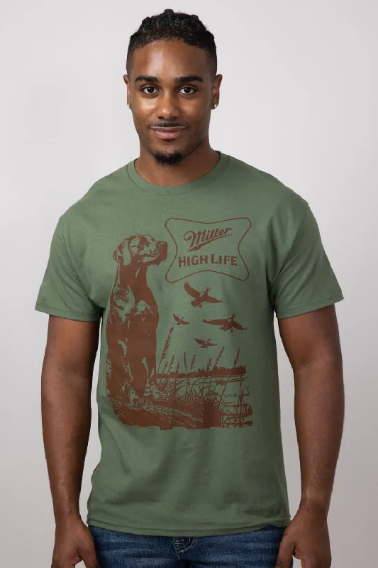 Miller Wildlife Dogs and Ducks T-Shirt for Men in Green | 16148-203A-GREEN