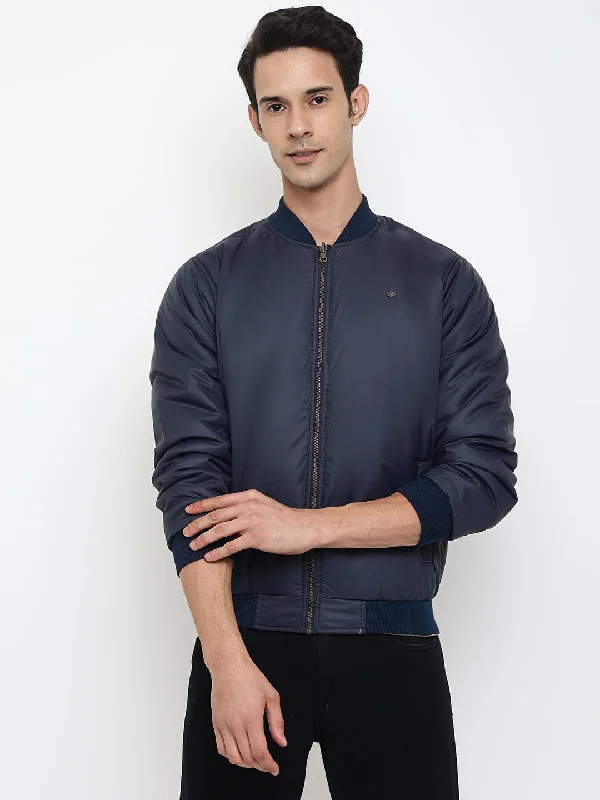 Men Navy Blue Jacket