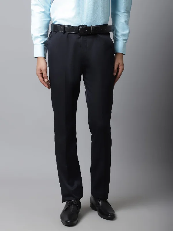 Men's Formal Flat front Navy Blue  Trousers