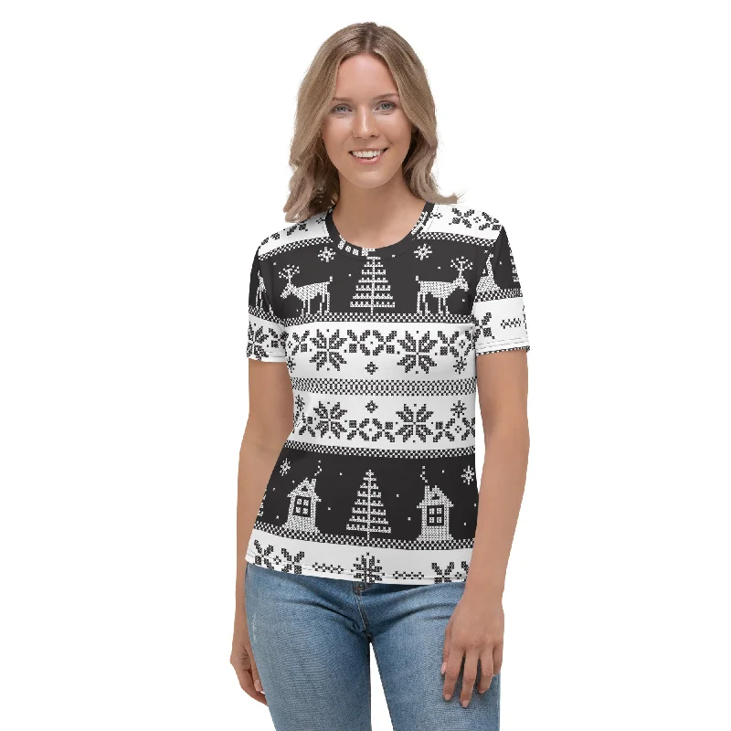 Vintage Black & White Christmas T-shirt