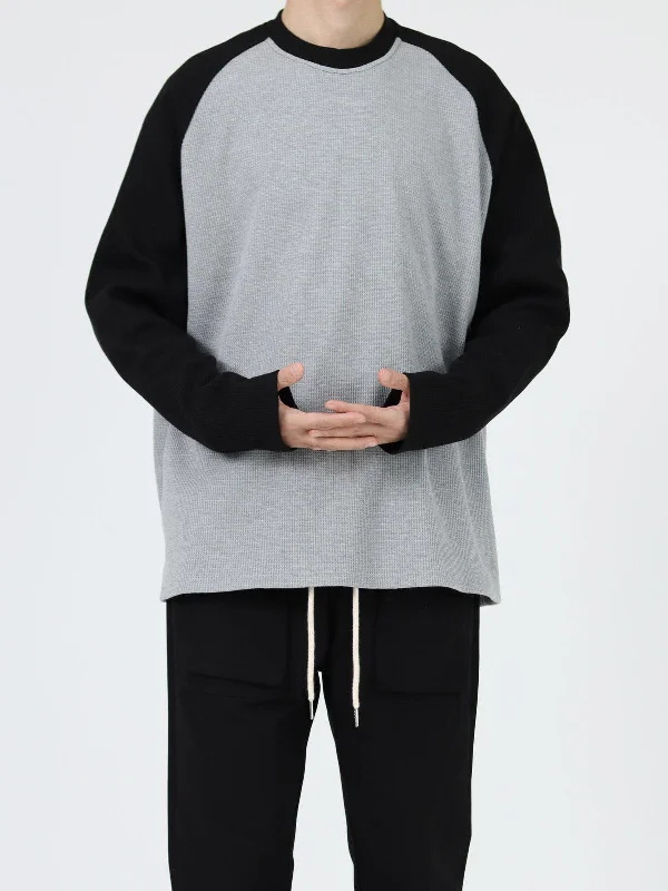 Waffle Round Neck Long-sleeved Shirt