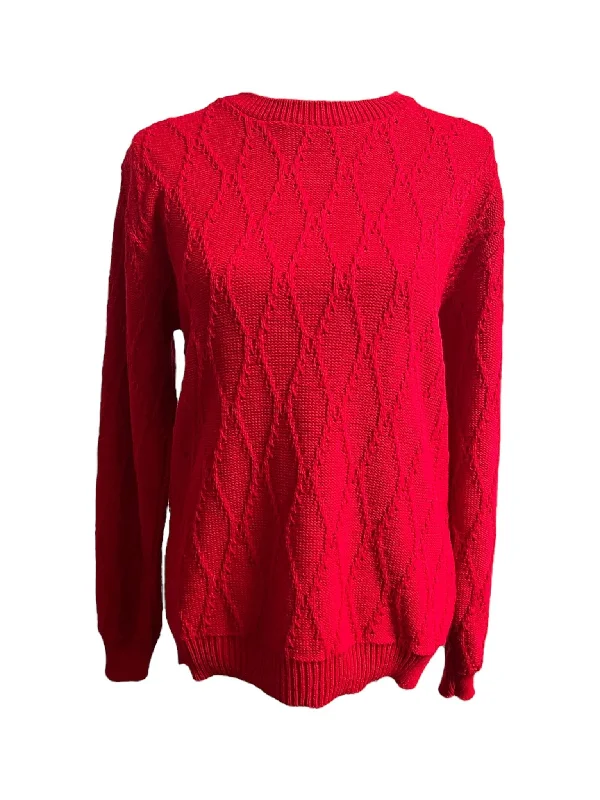 Wavy Cable Sweater -Red