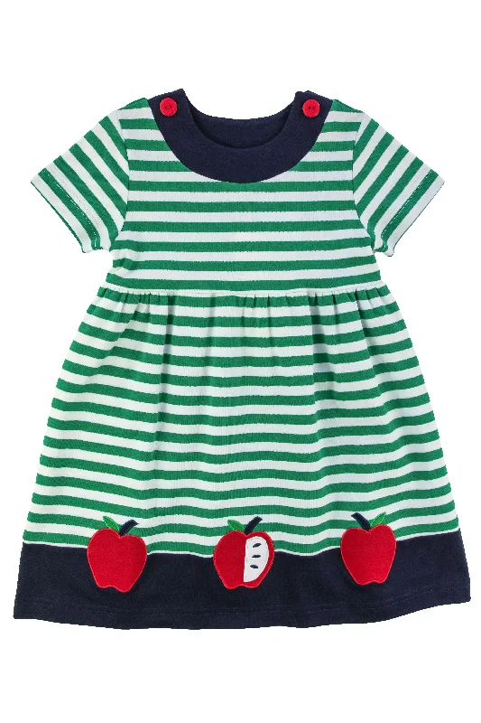 Stripe Knit Waist Dress With Apples