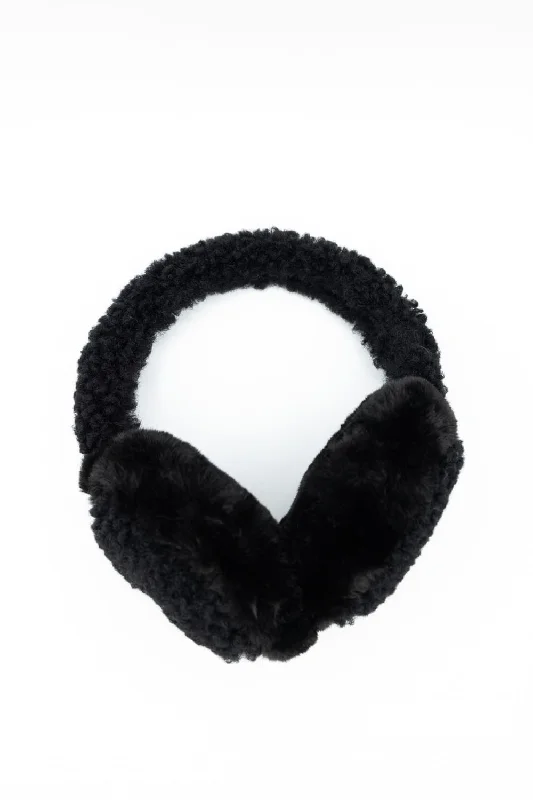 C.C. Sherpa Earmuffs for Women in Black | EM-3667-BLACK