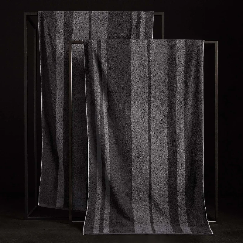 Wide Stripe Beach Towel - Slate/Raccoon Grey