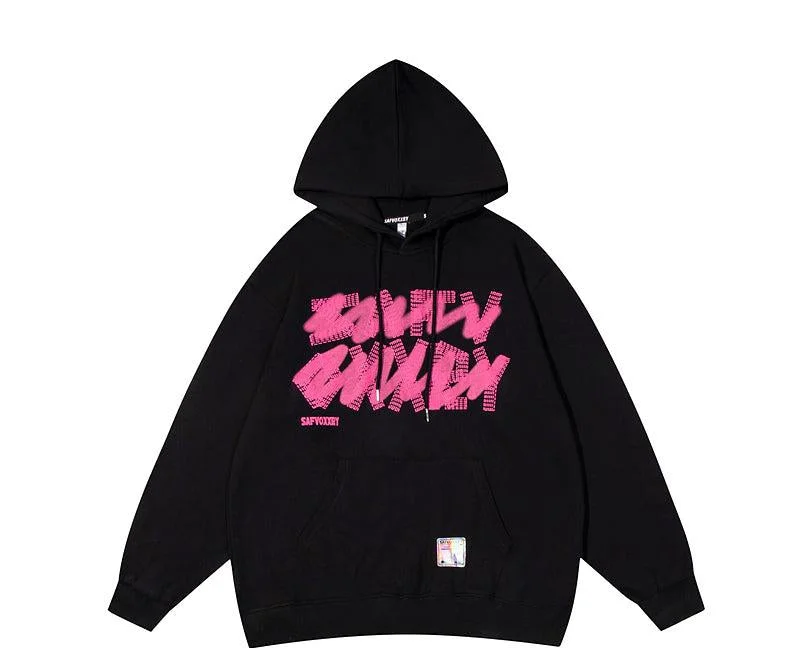 Overlay Letter Print Hoodie