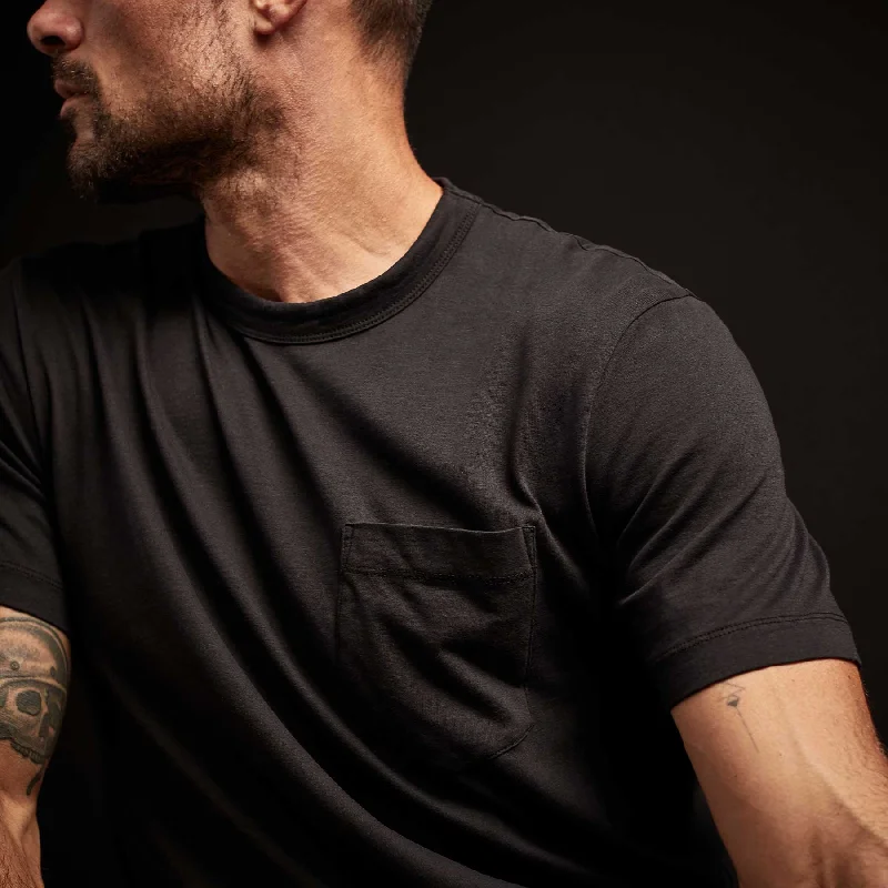 Brushed Lotus Jersey Pocket Tee - Black