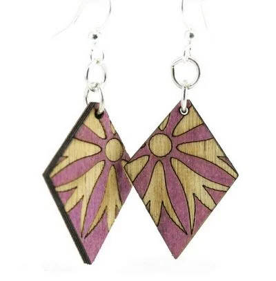 Wooden Diamond Blossom Earrings