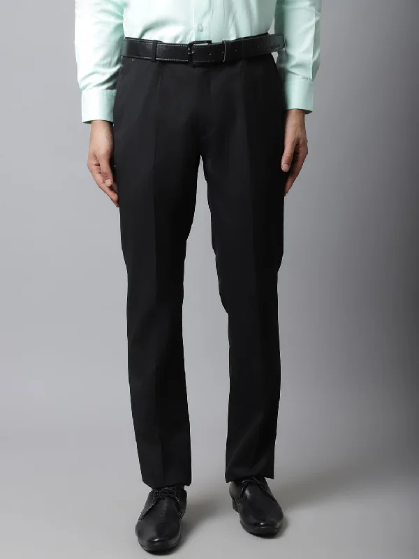 Men's Formal Flat front Black  Trousers