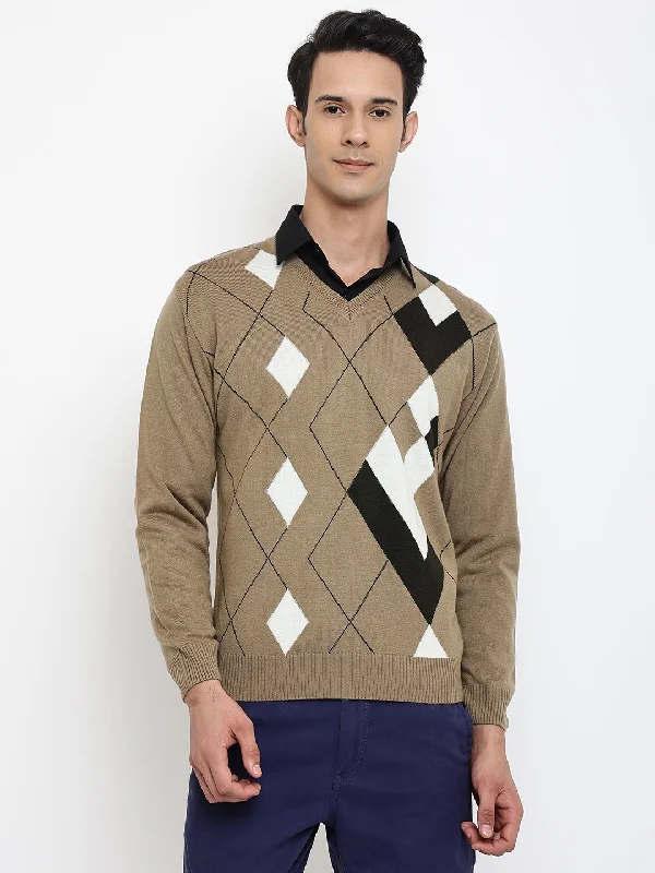 Men Khaki Sweater