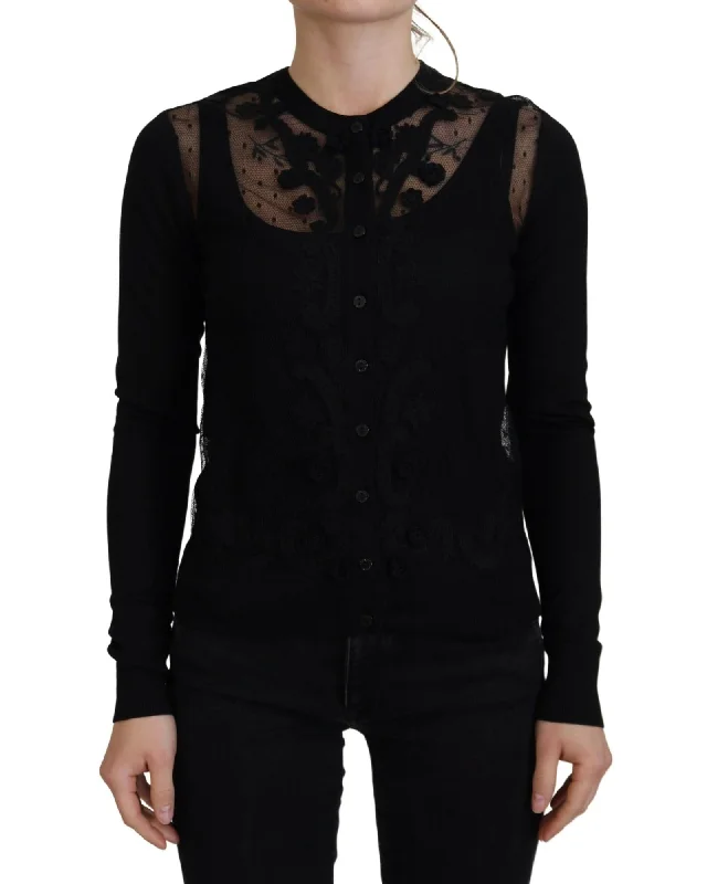 Dolce & Gabbana  Women's Black Lace Trim Cardigan