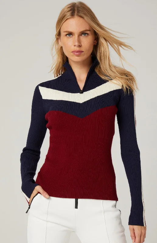 Heather Zip Sweater | Deep Red