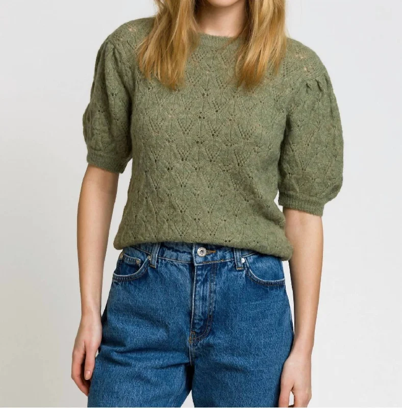 Ledika Short-Sleeve Sweater In Sage