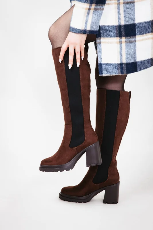 Soda Hyland Tall Lug Boots for Women in Brown  | HYLAND-S NEW LT BROWN