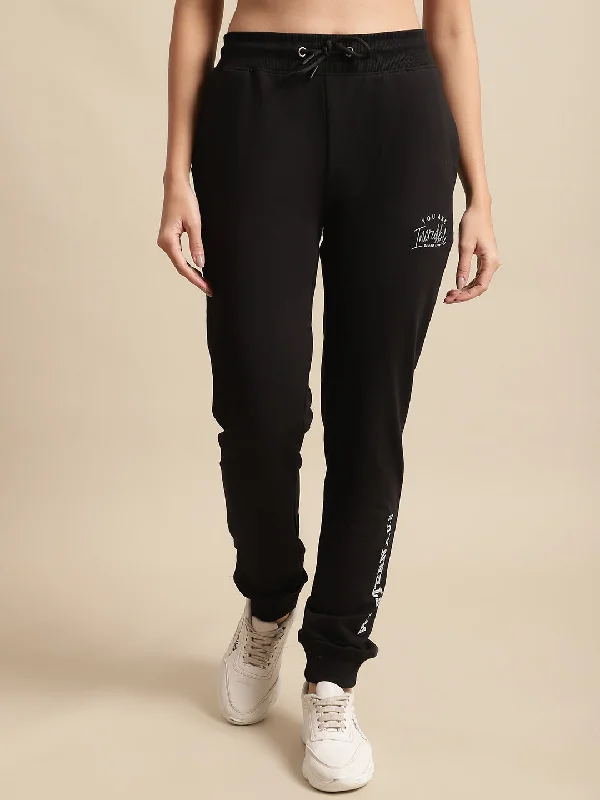 Women's Casual  Black Full length Mid rise Jogger Pants