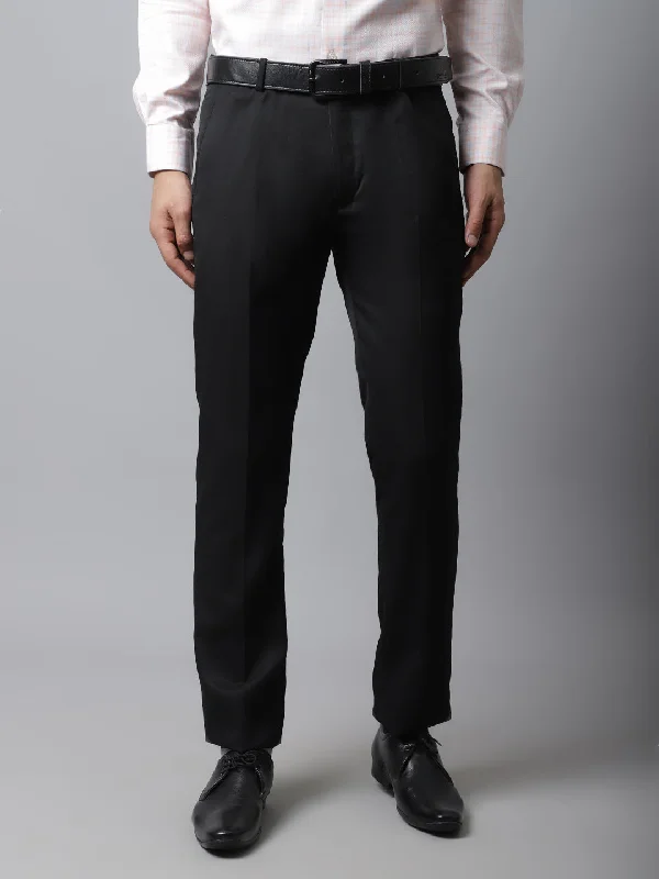 Men's Formal Flat front Black  Trousers