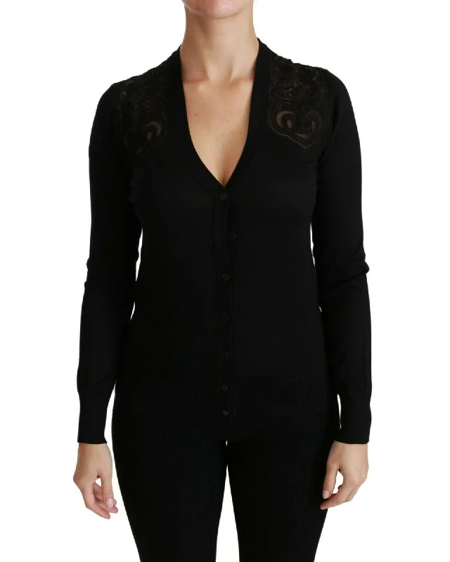 Dolce & Gabbana  Lace Detail Knit Jumpsuit Black