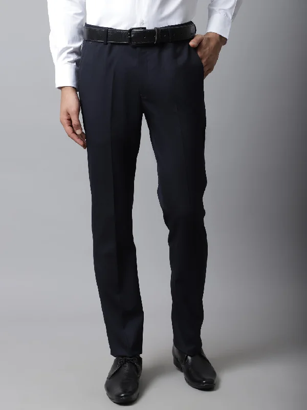 Men's Formal Flat front Navy Blue  Trousers