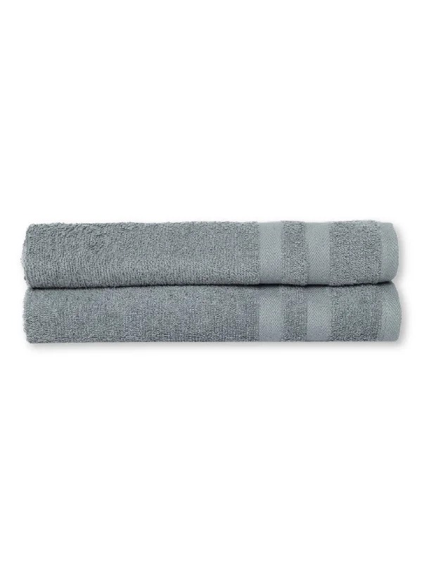 Unisex Grey Basic Terry Hand Towel -Pack of Two