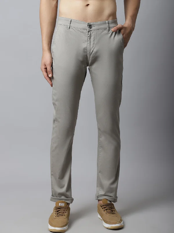 Men's Casual Flat front Grey  Trousers