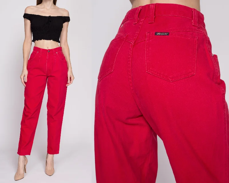 90s Sassoon Red High Waisted Jeans - Small, 26"