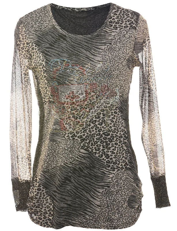 Animal Print Evening Top - M