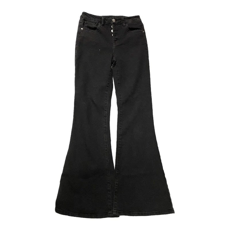 Black Denim Jeans Flared Risen, Size 2