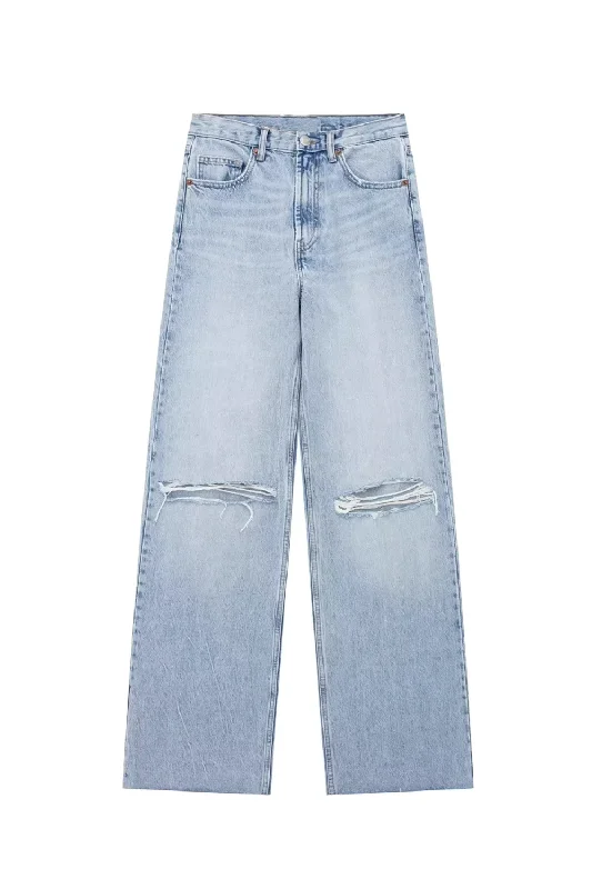 'Dani' High-Waist Washed Ripped Wide Leg Jeans (2 Colors)