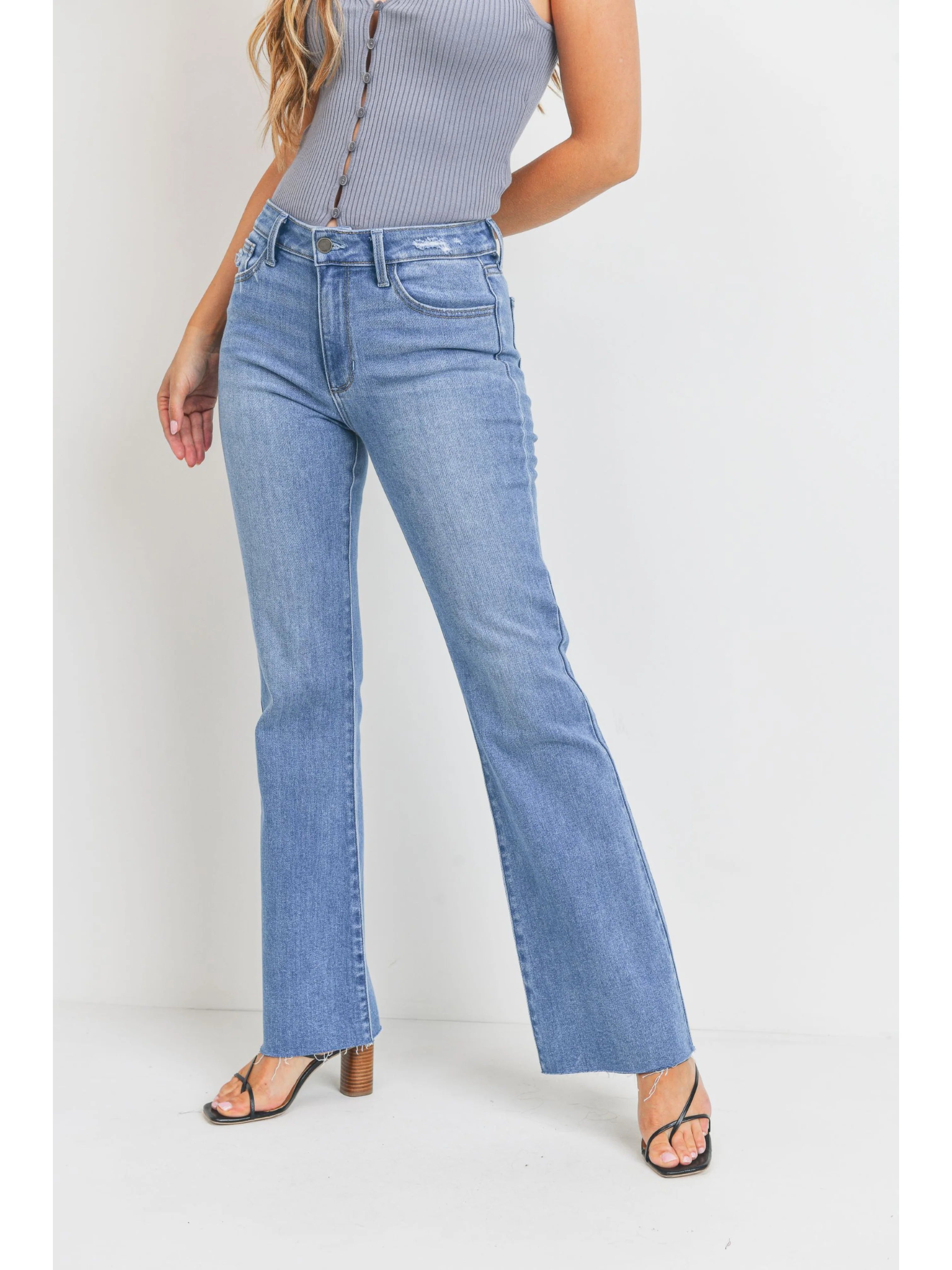 Flare with Hem Detail Jeans