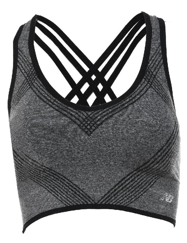 Grey Striped Sports Bra - S