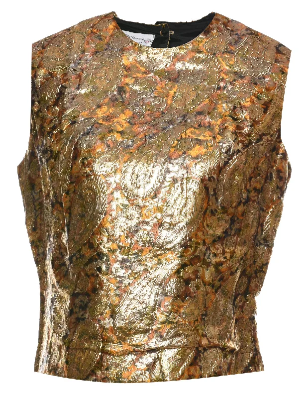 Lurex Paisley Print Evening Top - M